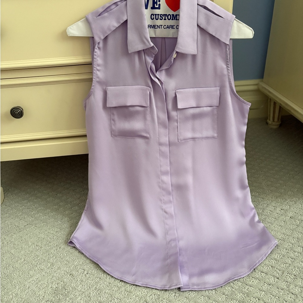 Banana Republic lavender Sleeveless Notched Collar Blouse